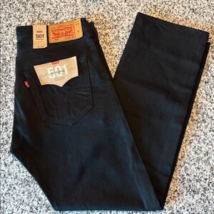 Levi's Mens 501 Jeans Original 5 Button Fly Straight Leg Black Denim 36x32